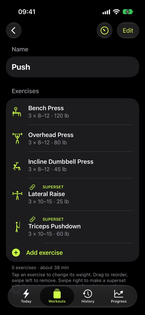 Workout editor