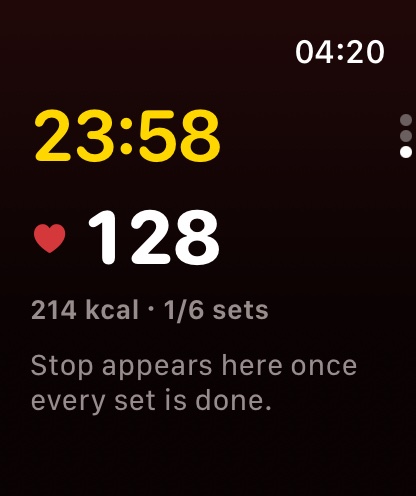 Heart rate and calories on the watch